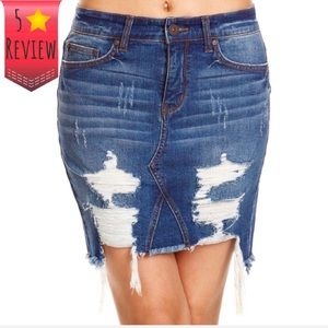 “Madria” Destroyed Frayed Hem Skirt